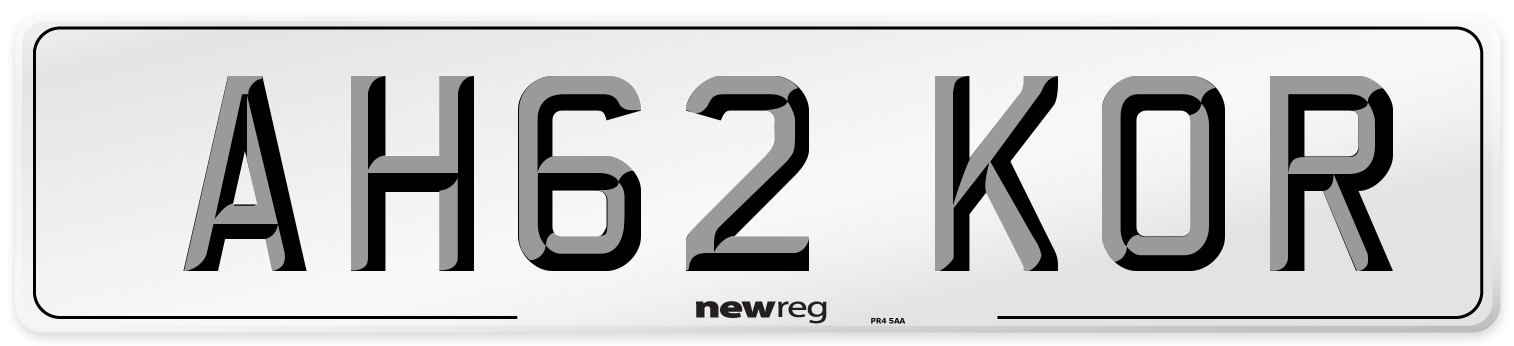 AH62 KOR Number Plate from New Reg